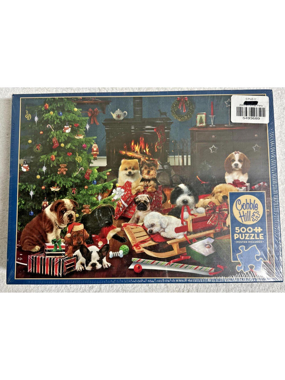 Christmas Puppies Holiday Dog Cobble Hill & Poster 500pc Complete Puzzle NEW